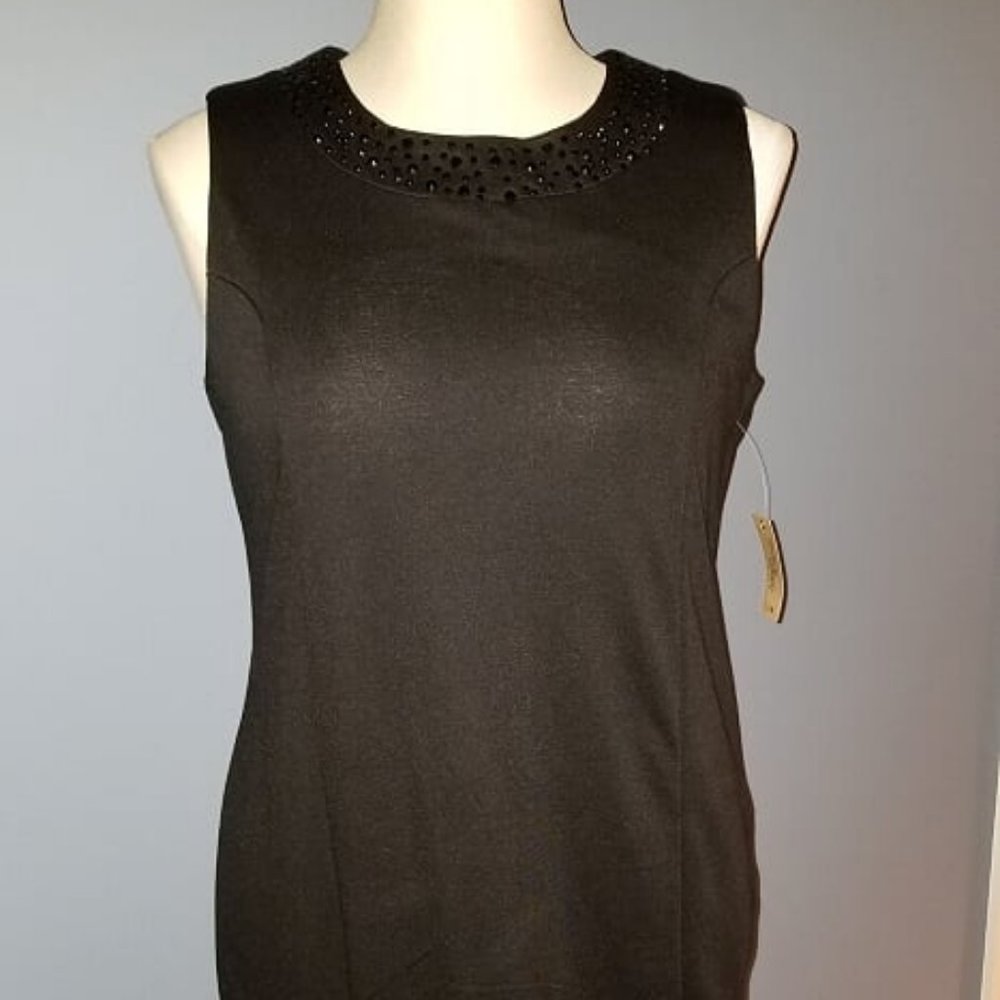 Allison Brittney Black Dress w/ Jewled Neckline